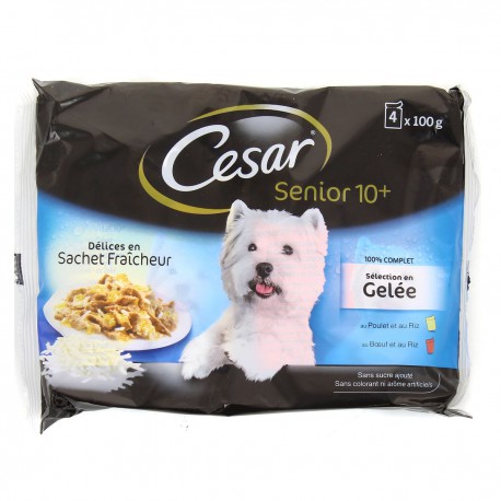 Pack 4X100G Delices Senior En Gelee Cesar