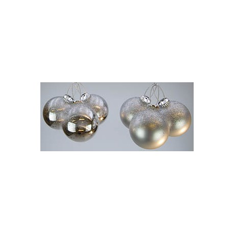 Lot 3 Boules Argent Et Neige