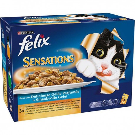 12X100G Sensations En Gelee Selection Aux Poissons Felix