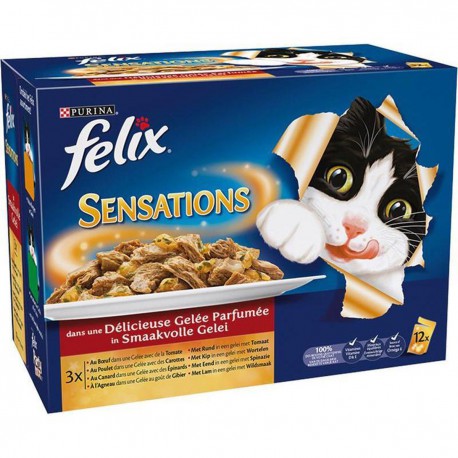 12X100G Sensations En Gelee Selection Aux Viandes Felix