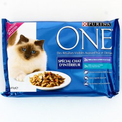 Pack 4X85G One Chaton Int Veau/Thon Purina One