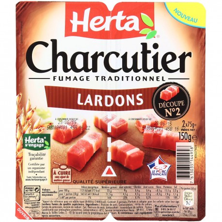 2X75G Lardons Charcutier Herta