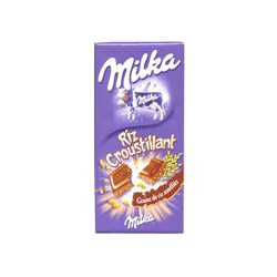 Lot 2X100G Tablette Chocolat Lait Riz Milka
