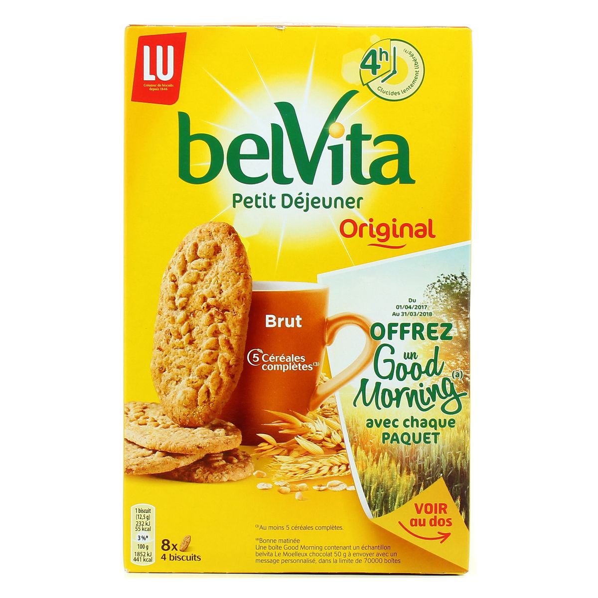 Biscuits petit déjeuner brut de céréales Belvita LU, paquet de