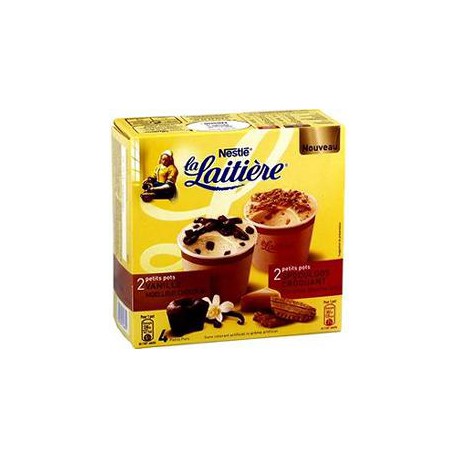 4X100Ml Glace Vanille/Chocolat/Speculoos La Laitiere